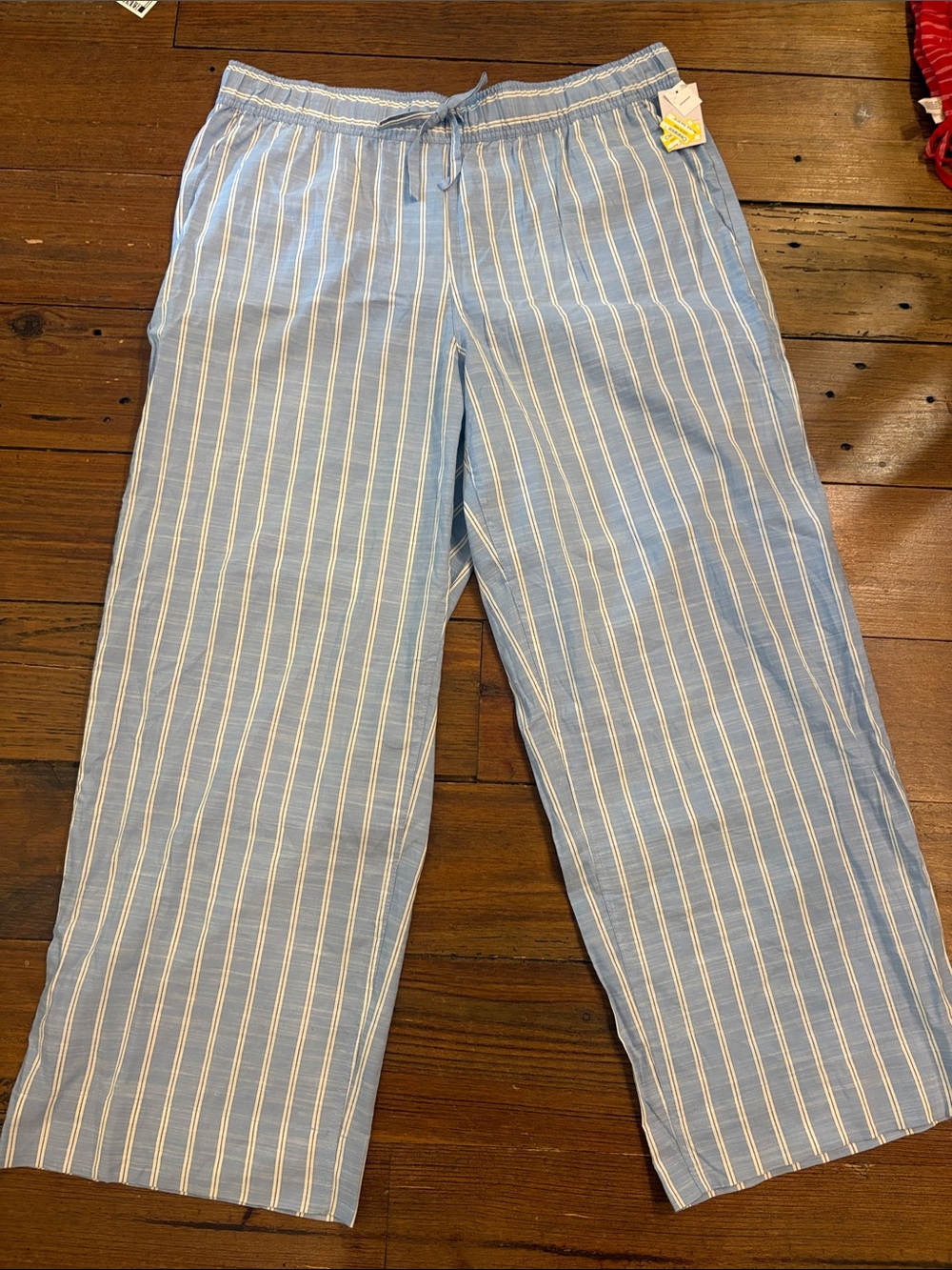 Auden Light Blue & White Striped Wide-Leg Pajama Pants